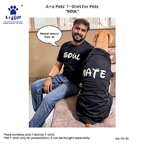 Image of A+a Pets' Graphic Printed T-Shirt Unisex | for Dog Cat Lovers | Casual Half Sleeve Round Neck T-Shirt | 100% Cotton (Soul)