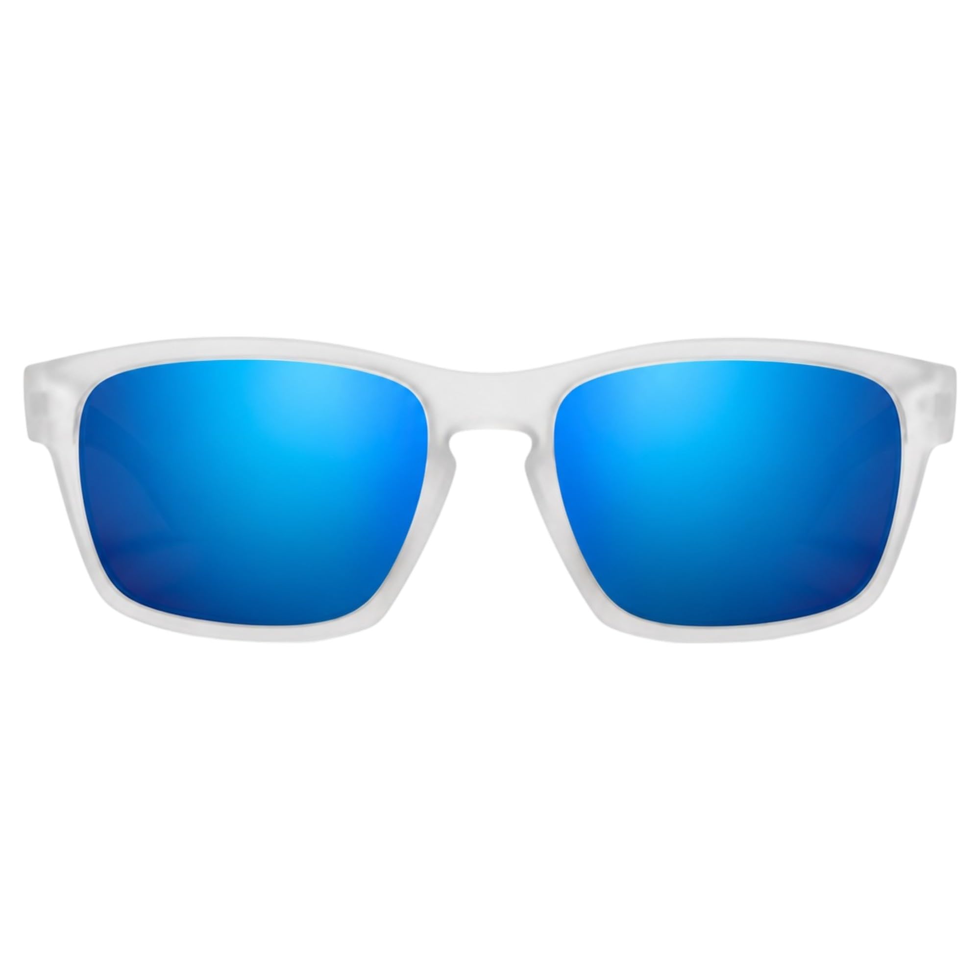 Brunelli FS1016-C3 - Gafas de sol polarizadas para hombre y mujer (UV400, ligeras, 17 g, espejo azul, blanco mate, incluye funda blanda y gamuza limpiadora)