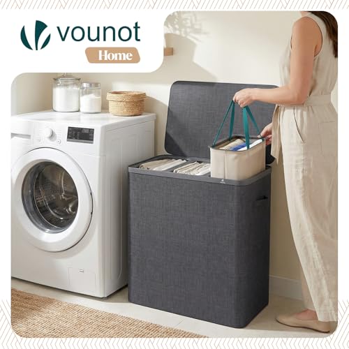 Panier à linge 170L grande capacité rectangulaire 3 compartiments - 5