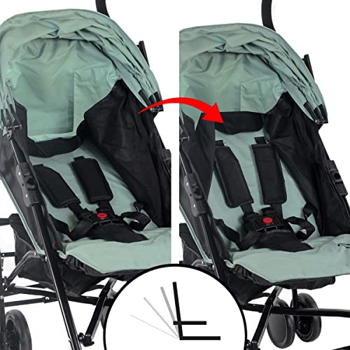 Mobiclinic®, Kinderwagen, Buggy, Elefant, Verstellbare Rückenlehne, faltbar, Doppeltes Sicherheitssystem, Abnehmbare Räder, Verstellbarer 5-Punkt-Gurt, Leichter Kinderwagen, Grün und schwarz