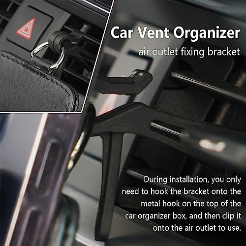 Image of Salior Rhinestone Vent Storage Organizer, Leather Pocket, Bling Accessories for Women or Man, Multipurpose Sunglass and Coin Holder for Car Decorations, Black