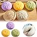 Steamed Bun Squeeze Toy, Soft Stress Relief Toy with Basket Container，Squishy Dumpling (Purple)