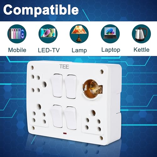 Image of Combined Box 6A with Universal Socket, Master Switch, LED Indicator | 240V Power Utility Box for Home, Office & Appliances (COMBINED BOX 4+5), Without Wire, 6 Month Warranty
