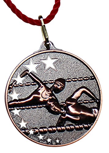 Pokalkönig Medaille Metall Schwimmen Set Gold, Silber, Bronze inklusive Kordeln 5,2cm (10x Bronze)