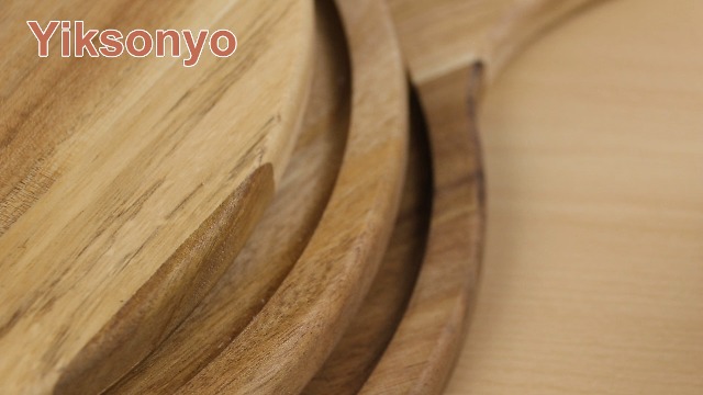 Set de 4 tablas redondas de madera 14 pulgadas con mango miniatura 7