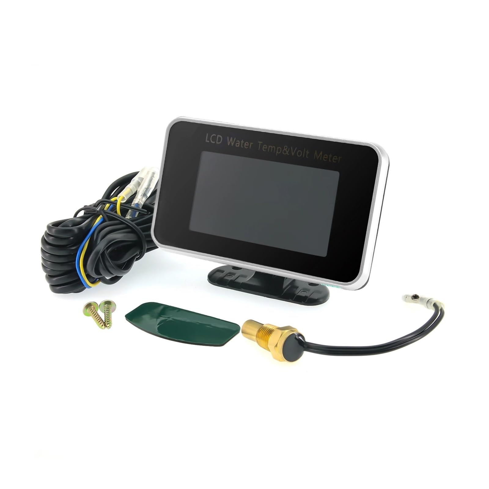 Medidor LCD 2 En 1 con Sensor De Temperatura De 10mm, Voltímetro, Medidor De Temperatura del Agua, Adaptador De 26~40mm (Opcional) For Coche Y Camión De 12V/24V(10pcs Mop)