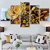 SIGNWIN 5 Panel Canvas Wall Art Modern Art Bohemian Bouquet Colorful Cool Floral Group Multicolor Photography Realism for Home Decorations Ready to Hang - 60