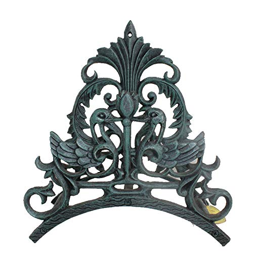 Lisansang Hose Rack Water Pipe Rack Cast Iron Wrought Iron Wall-mounted Heavy Garden Gardening Garden Pipe Rack Home Garden Hose Storage (Color : Green, Size : 24.5x13.2x27.7cm)