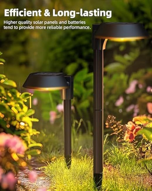 Solar Lights Outdoor Waterproof, LED Solar Pathway Lights Outdoor Garden Landscape Lighting for Walkway Driveway, Auto On/Off, 6 Pack