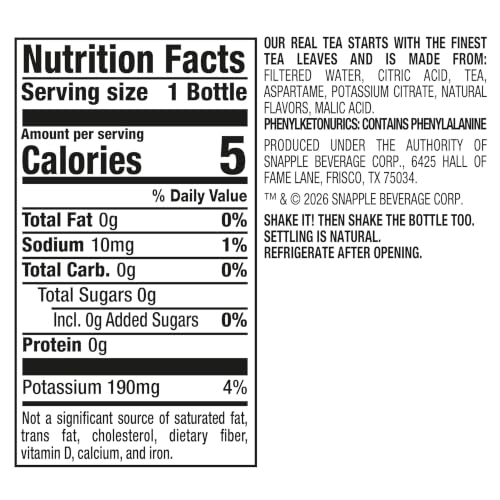 Image of Snapple Zero Sugar Raspberry Tea, 16 fl oz recycled plastic bottle, Pack of 12