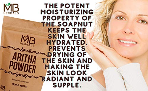 Mb Herbals Aritha Powder 16 Oz | 1 Lb | 100% Pure & Organically Grown (Wild-Crafted) Soap Nut Powder | Natural Hair Shampoo & Conditioner | Sapindus Mukorossi #TOP2