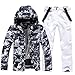 HOUZONIY Herren Skianzug Set Herren Schneeanzug Warmer Winddichter 2-Teiliger Schneeanzug(209+Weiß L)