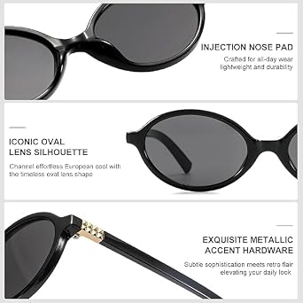 MOLERFO Retro Oval Sunglasses Women - Vintage 90s Y2K Trend Sunglasses, Fashion Cat Eye Designer Shades for Women