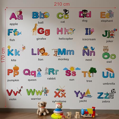 Image of StickMe Alphabets Wall Sticker for Kids Learning | Educational Nursery, Preschool & Kindergarten Baby Room Decor | (Premium Extra Large - 210 x 170 cm)
