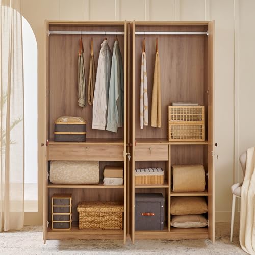 Image of Home Centre | Lexus | Engineered Wood | 4 Door Swing Wardrobes | Brown | 1 Year Warranty