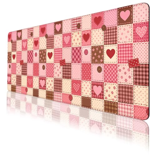Valentine Hearts Mouse Pad Vintage Patchwork Large...