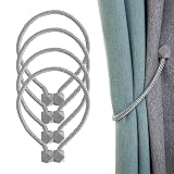 4 Stück Vorhang Raffhalter,Magnetische Raffhalter für Vorhänge,Raffhalter für Gardinen,Grau Gardinen Raffhalter,für Vorhänge Magnet Halter Seil Clips Modern Handstricken Wohnzimmer Outdoor(Grau)