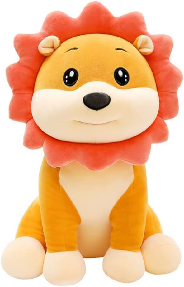 Cute Lion Plush Toy, Soft Stuffed Animal, Yellow and Coral, 45 cm (Yellow,Cream)