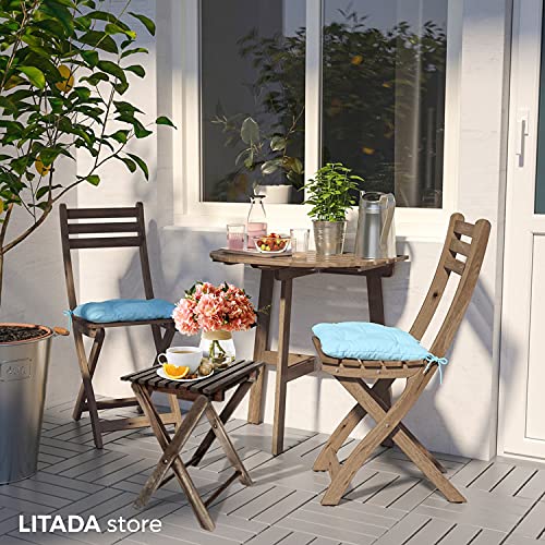Litada Small Patio Table (Set Of 2) Acacia Wooden Small Table, Side Table, Coffee End Table, Small Square Folding Side Table, Plant Stand Mid Century Easy Assembly Modern Home Decor (Walnut Color) #TOP3