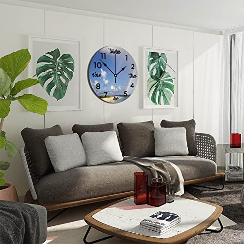 Horloge murale silencieuse sans tic-tac plage arc-en-ciel à piles 38 cm - 7