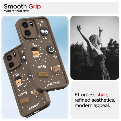 Image of Pikkme Back Cover for OnePlus Nord CE 6 5G | 3D Bear Silicone Cute & Fun Coffee Cartoon | Full Body Protection Bumper Case (Brown)