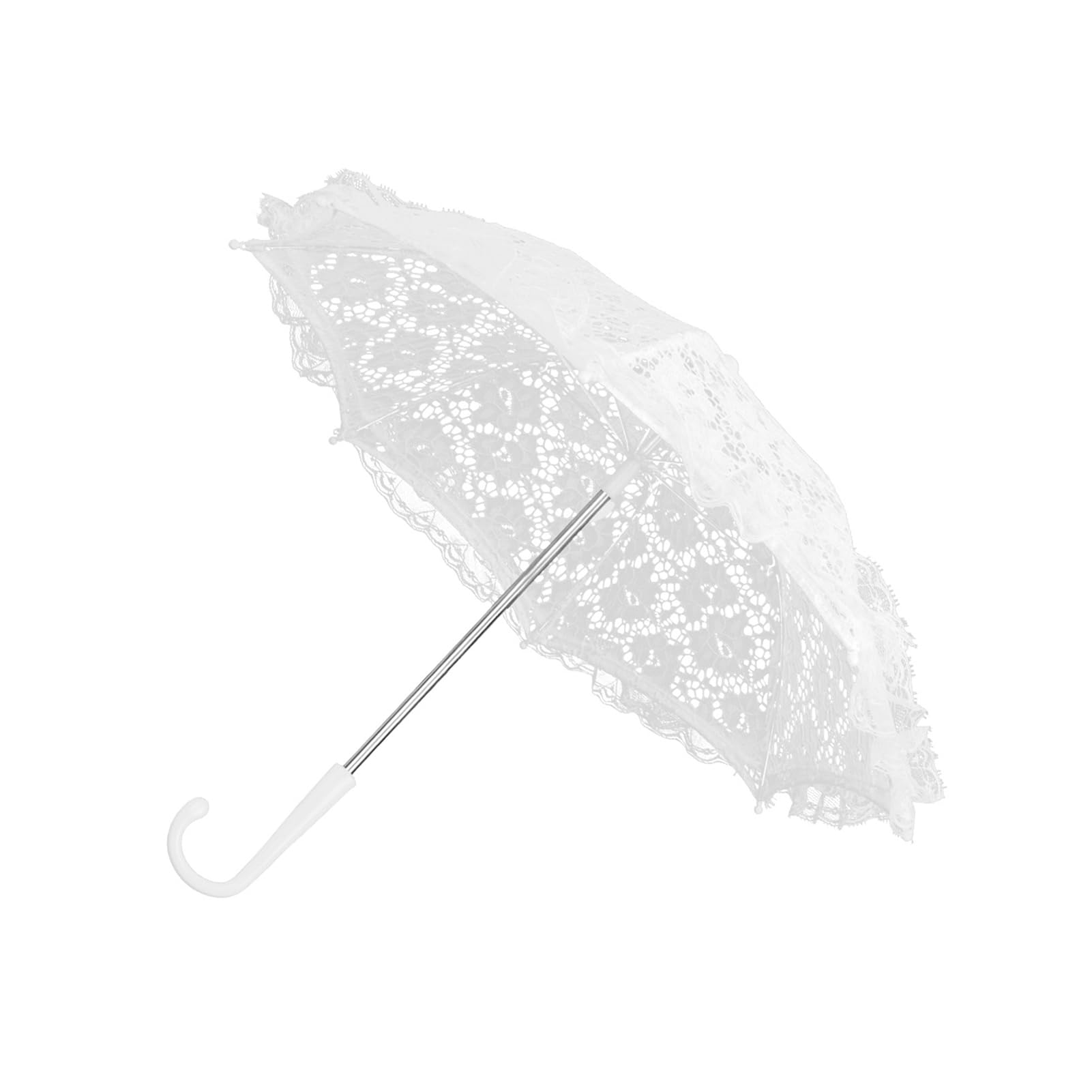 BOUUNCIY Mini White Lace Umbrella, 16.5x18 inch Vintage Bridal Lace Decorative Umbrella for Tea Party, Small Photography Prop, Craft umbrella for Kids