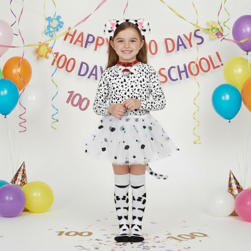 Pikpops Dalmatian Costume Girls, 101 Days of School Dog Costume Set Kids Tutu Headband Accessories Halloween Animal Party (8-10 years old) by Pikpops - Image 6