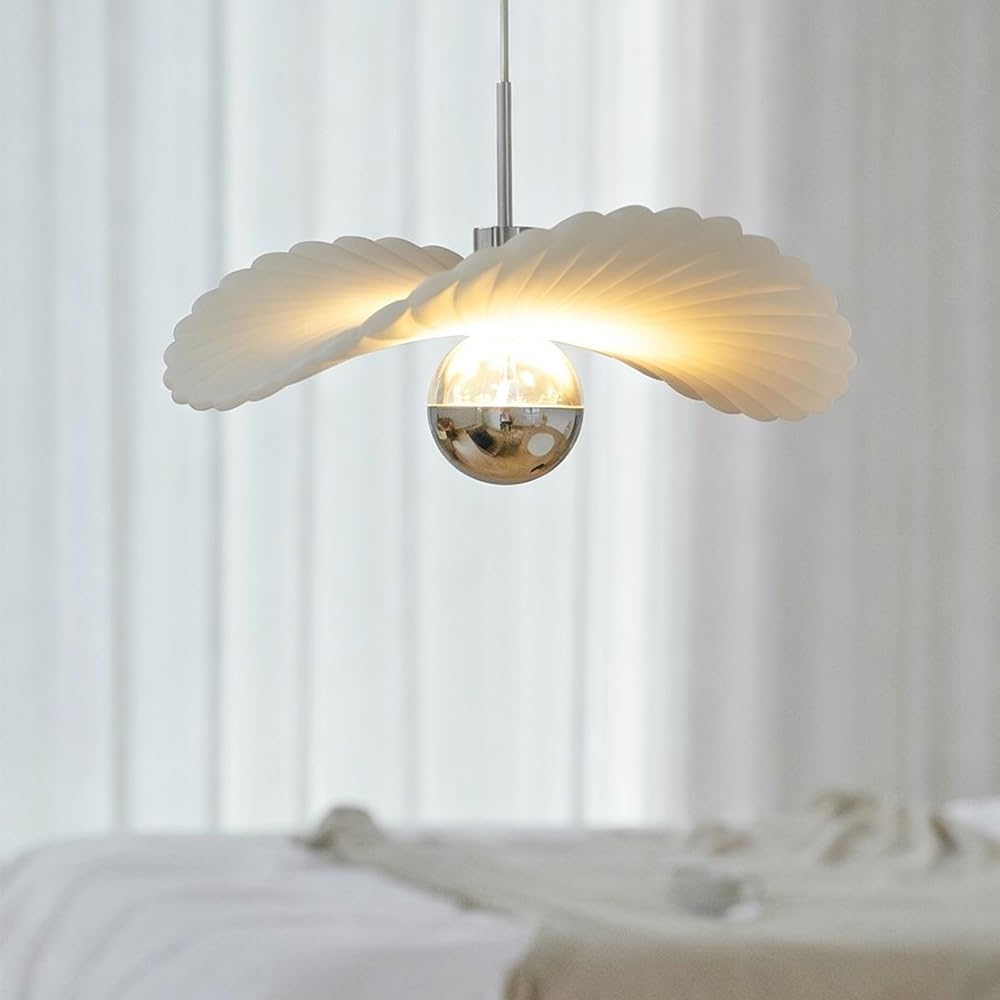 Suspension Moderne En Résine Blanche, Lampe Suspendue Led Chromée