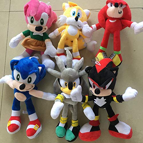QIANMA Sonic Toy 6pcs/Set 28-30cm The Sonic Hedgehog Stuffed Animals Plush Toy