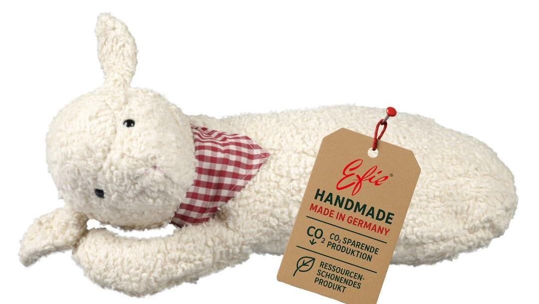 Efie Kirschkern-Bio-Wärmekissen Schäfchen mit Halstuch – 100% Bio-Baumwolle (kbA) & Kirschkerne – ca. 38 × 22 cm – separates Inlett – handgefertigt in Deutschland