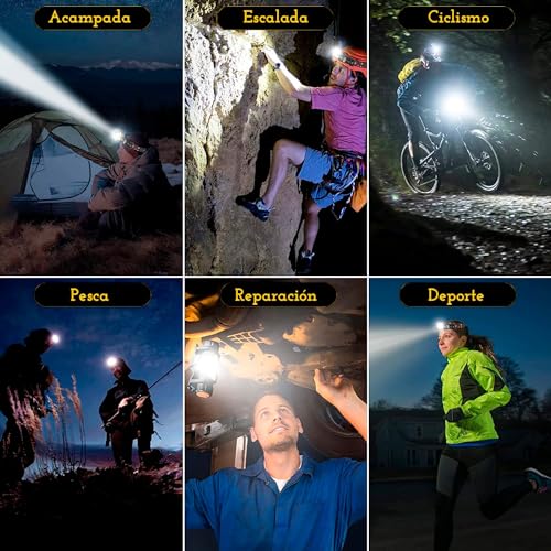 Image of CREADY Pack of 2 Rechargeable LED Headlamp, High Power Portable Head Light with Adjustable Angle and Waterproof, Rechargeable LED Light Spotlight Ideal for Running, Hiking or Cycling