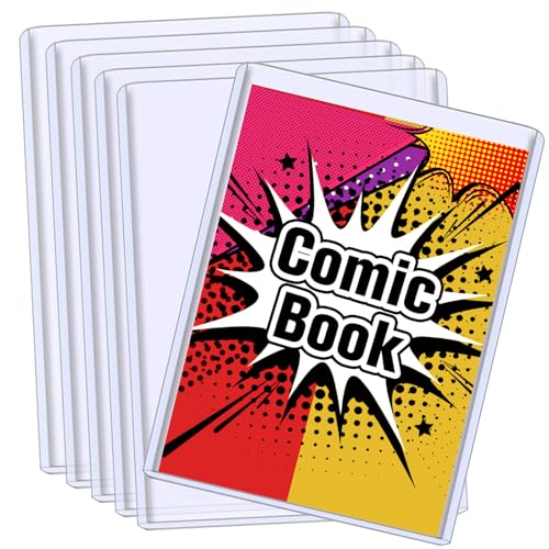 5PCS Comic Book Toploader Premium PVC Hard Sleeves for Current/Silver Age Comics 7.6x11 Inch Crystal Clear Protection for Display & Storage Holder Comic Book Top Loader (5)