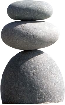 Natural River Triple Stone Rock Cairn Sculpture - Stacked Stone - Balanced Rock - Zen Meditation Stones - Garden Decor