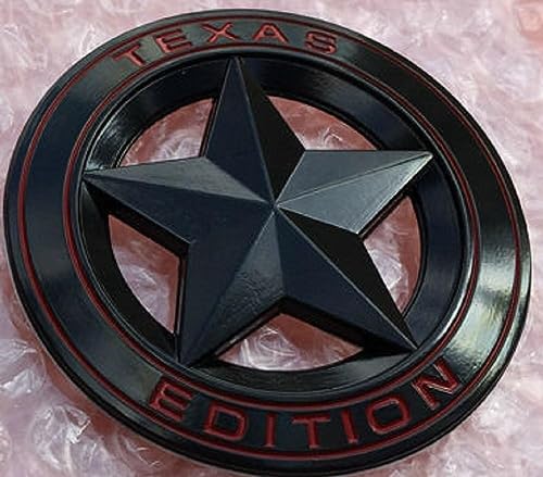 Image of AutoBizarre 3D Raised Matte Black Round Star Texas Edition Metal Monogram Emblem Badge Sticker for All Cars & Bikes