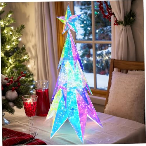 Árbol de Navidad prismático de 21 pulgadas con acabado iridiscente y USB 3