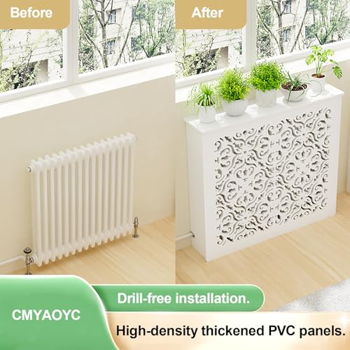 Cache-radiateur salon et chambre : étagère meuble décoratif à lattes creuses