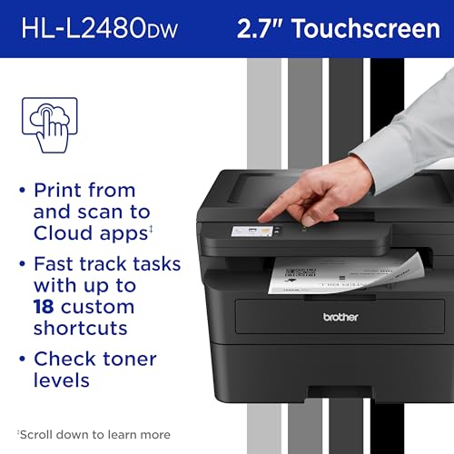 Image of Brother HL-L2480DW Wireless Compact Mobile Monochrome Multi-Function Laser Printer with Copy, Scan, Duplex, Black & White Output | Includes Refresh Subscription Trial(1), (Renewed Premium)