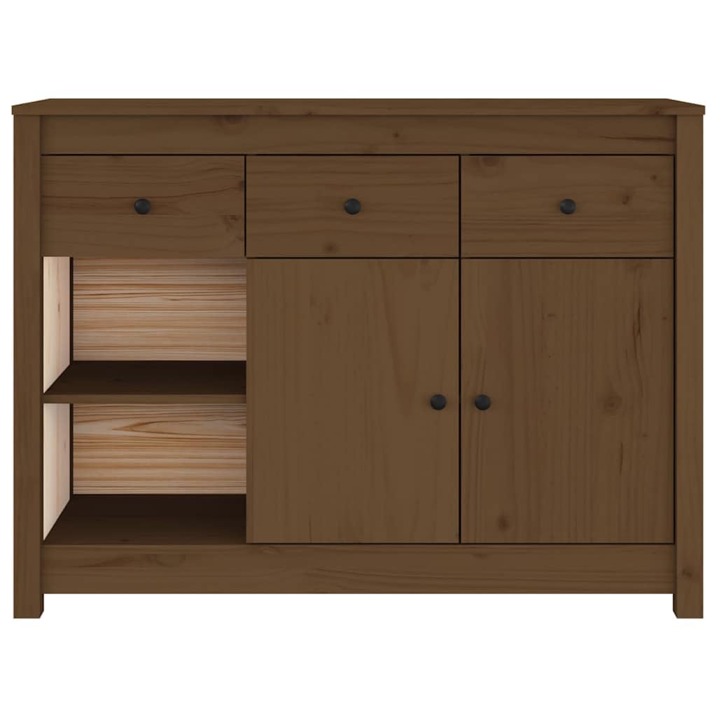 Credenza marrone miele, 100 x 35 x 74 cm, in legno massello di