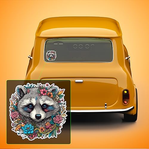 Image of Yoonek Graphics Raccoon Vinyl Decal Sticker for Car, Laptop, Tumbler, More. #007668-4 inch
