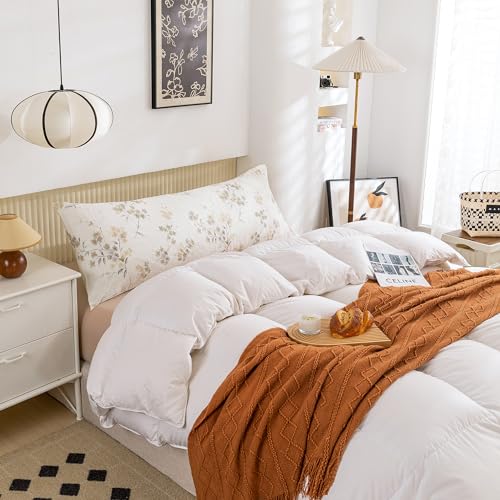 Image of ECOCOTT Pillowcase Boby Size with Vintage Wash Painting Floral Pillow Cases Set, 1 pcs 100% Cotton Pillow Covers Envelope Closure (Boby, 20 inchx54 inch)