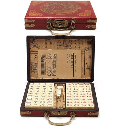 TINMAGI Mahjong,Mahjong Ratstone,Mahjong Set,Tragbares traditionelles chinesisches Mini-Mahjong-Spiel mit 144 Steinen für Familienspiele, Partys und lustige Spiele für Erwachsene zum Zeitvertreib.