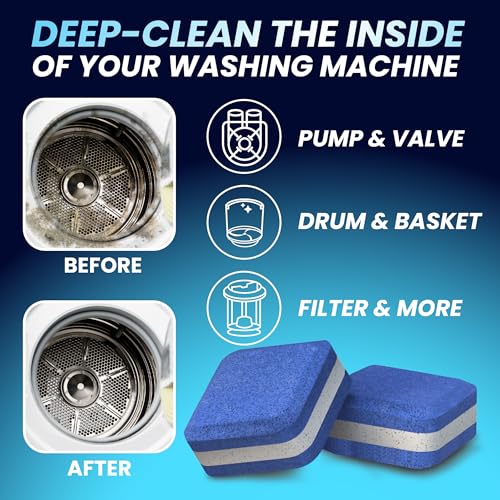 washing machine cleaner tablets for pet owners - front amp top load washer deep cleaning - septic tank safe - he support - remove stubborn pet hair - eliminates pet smells - prevents pet dander build