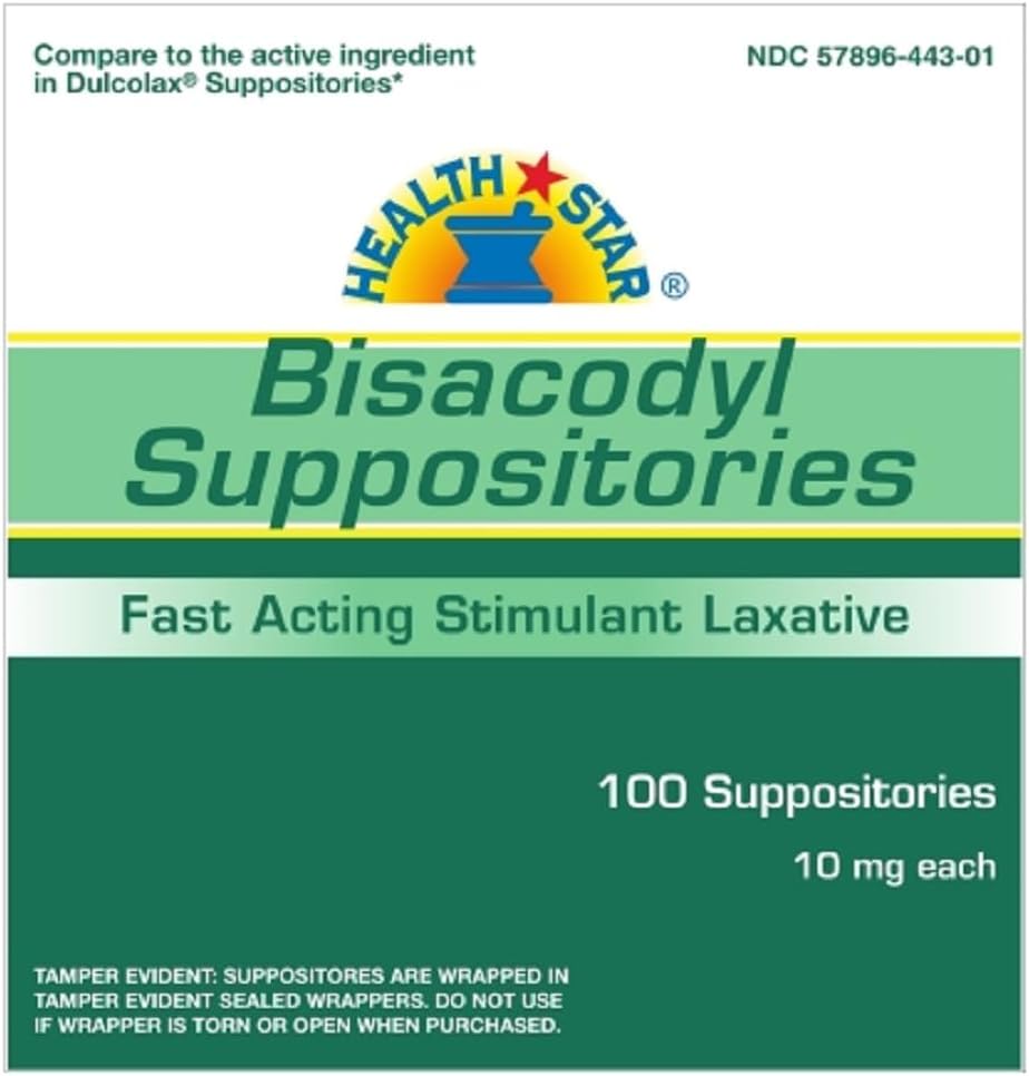 Bisacodyl Suppositories 10mg, Fast-Acting Laxative for Constipation Relief Rectal Suppository for Adults- Stool Softener Medicated Suppositories- Daily Stimulant Laxative (100 Count)