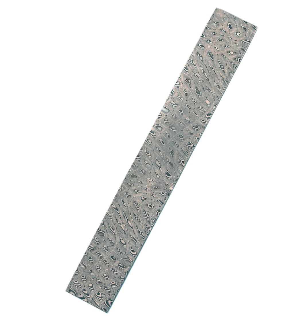 Plume de Paon Barre en Acier Inoxydable Damas Couteau à Lame Billet pour la Fabrication de Couteaux de Table à Lame Fixe Bijouterie (160x25x2.5mm)