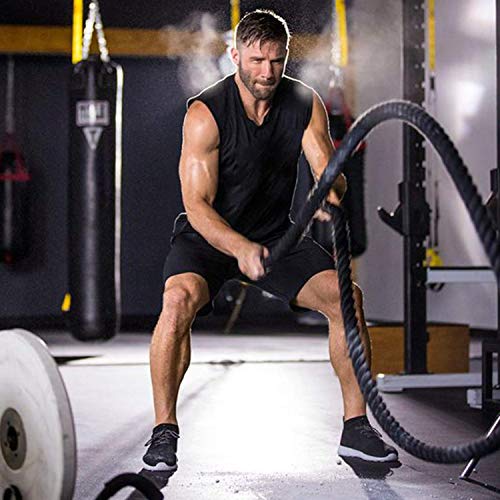 COOFANDY Men's 7 Inch Workout Shorts Athletic Gym Bodybuilding Jogging Powerlifting with Zipper Pockets Elastic Waist Black