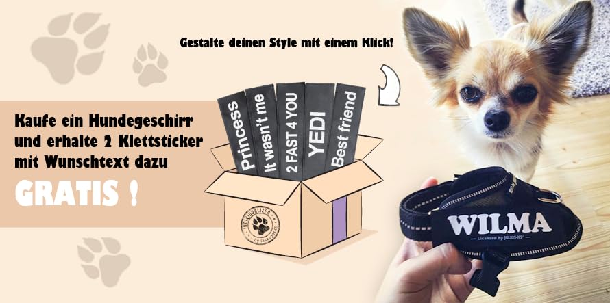 K9 Powergeschirr Original Julius-K9 Hundegeschirr für Diensthunde inkl. 2 Stück Klettsticker mit Wunschtext gratis (Schwarz, 1/L (Brust: 66-85 cm))