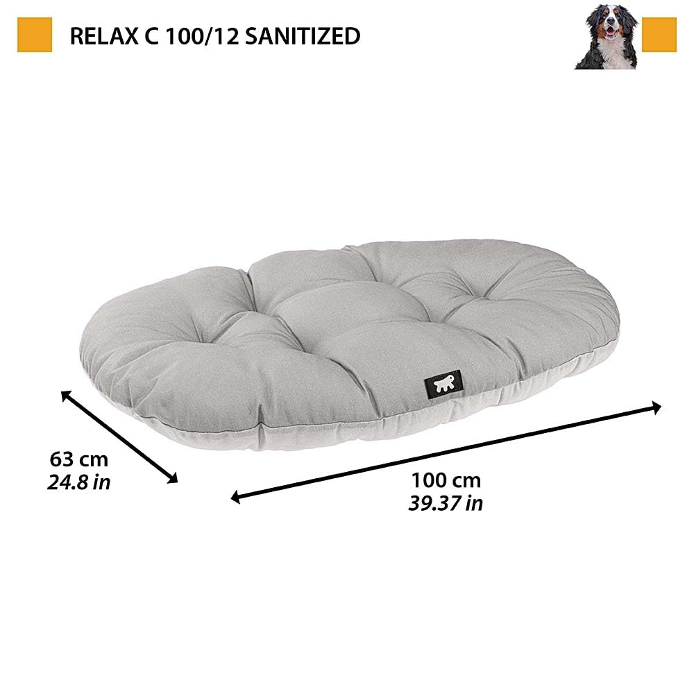 Ferplast Cuscino Cane RELAX 100/12 SANITIZED, Lettino per Cani, Protezione Antibatterica Antivirale, Cuscino Cane Grande, Cuscino Imbottito per Cuccia Cane, Cotone, Lavabile, 100 x 63 cm, Grigio