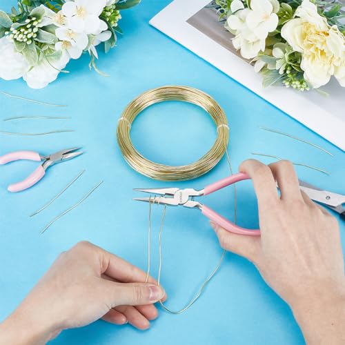 SUNNYCLUE 50M Aluminum Wire 1mm Gold Crafting Wire 18 Gauge Aluminum Craft Wire Jewellery Wire Bendable Metal Craft Wire Bendable Metal Wire for Jewellery Making Wire Wrapping Beading Sculpting Floral - Image 3