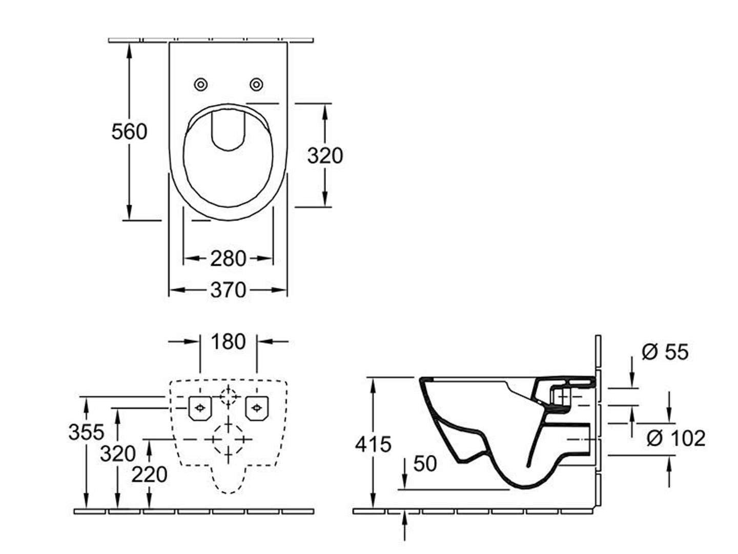 Villeroy & Boch Subway 2.0 Tiefspülklosett 370x560mm, ohne Spülrand, 5614R001, Farbe: Weiß