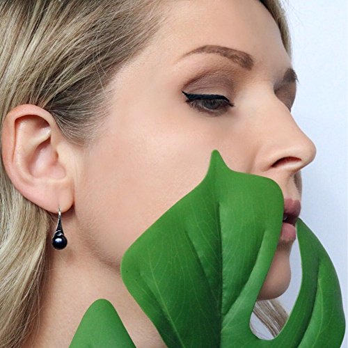 S925 Sterling Silver Freshwater Cultured Pearl Dangle Drop Earrings for Women AAA+ Quality 8mm Black Pearl Women's Earrings2